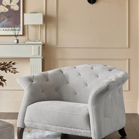 BOXED DANETTI LUXE LIGHT GREY FABRIC ARMCHAIR