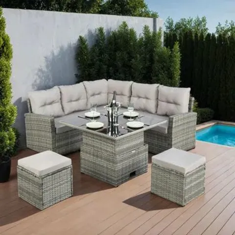 BOXED ST.TROPEZ - GARDEN SOFA CORNER IN RATTAN - GREY (3 BOXES)