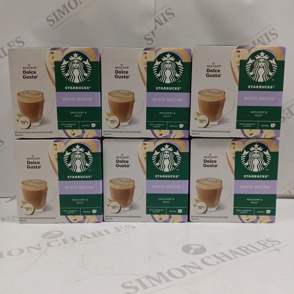 6 X BOXED STARBUCKS WHITE MOCHA PODS - 6 PODS PER PACK