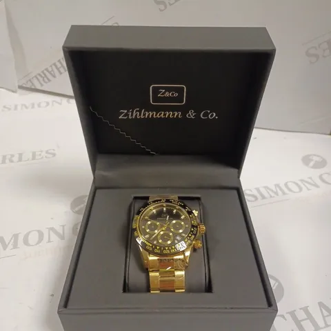 MENS ZIHLMANN & CO Z400 WATCH β CHRONOGRAPH MOVEMENT β STAINLESS STEEL STRAP β BLACK DIAL β 3ATM WATER RESISTANT