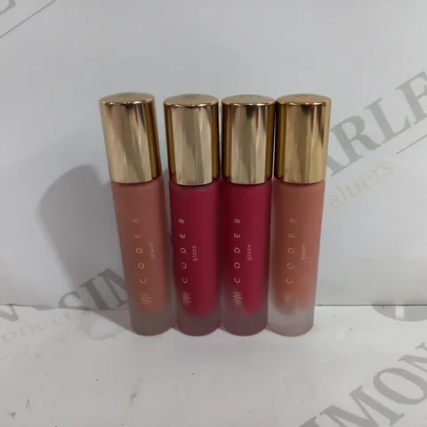SET OF 5 CODE8 LIP GLAZE IN SPLASH & PETRA