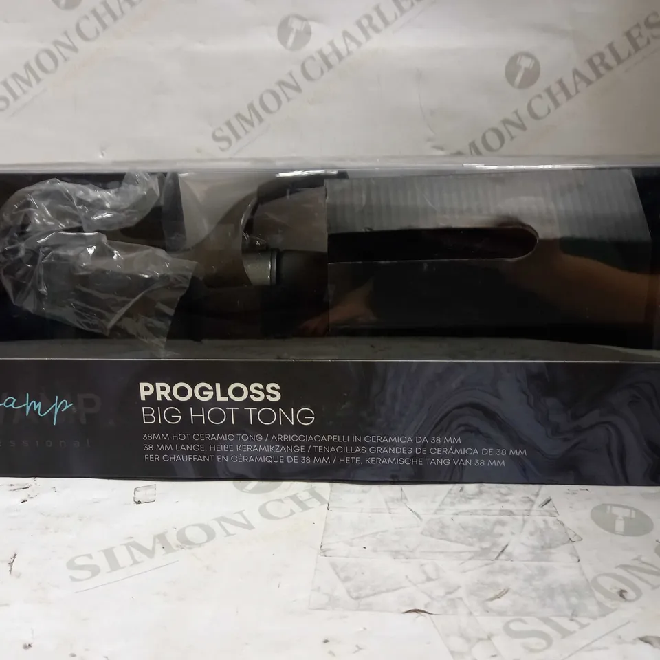 BOXED REVAMP PROFESSIONAL PROGLOSS BIG HOT TONG 38MM CERAMIC CURLING TONG