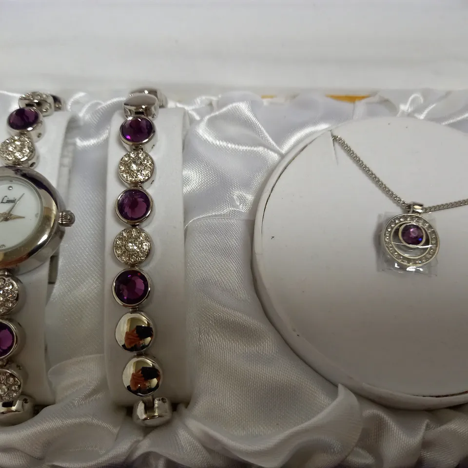 LIMIT JEWELLERY SET TO INCLUDE SILVER EFFECT WATCH, SILVER EFFECT BRACELET AND SILVER EFFECT MATCHING NECKLACE