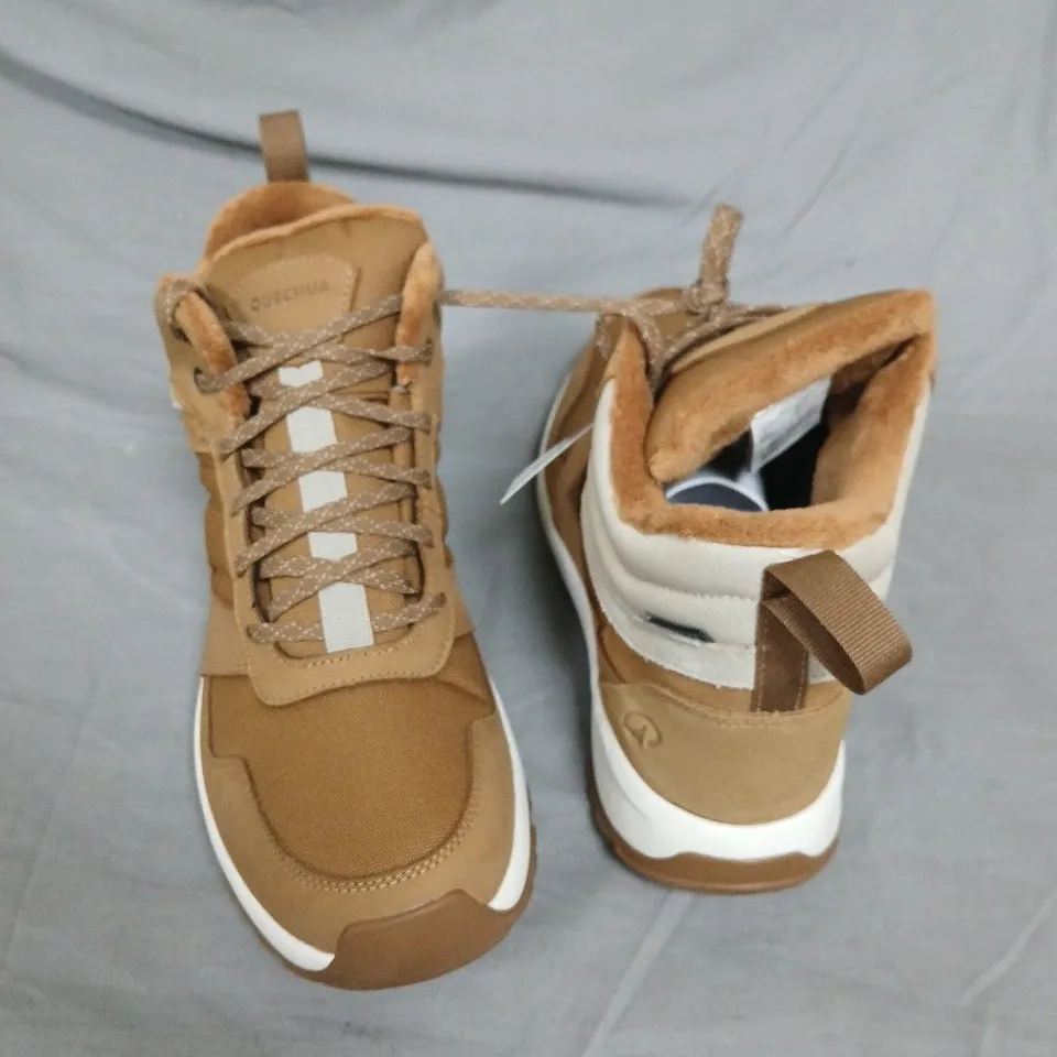 QUECHUA WATERPROOF BROWN WALKING BOOTS - UK 8