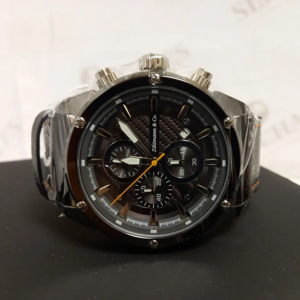 ZIHLMANN & CO CHRONOGRAPH STYLE LEATHER STRAP WATCH RRP £560