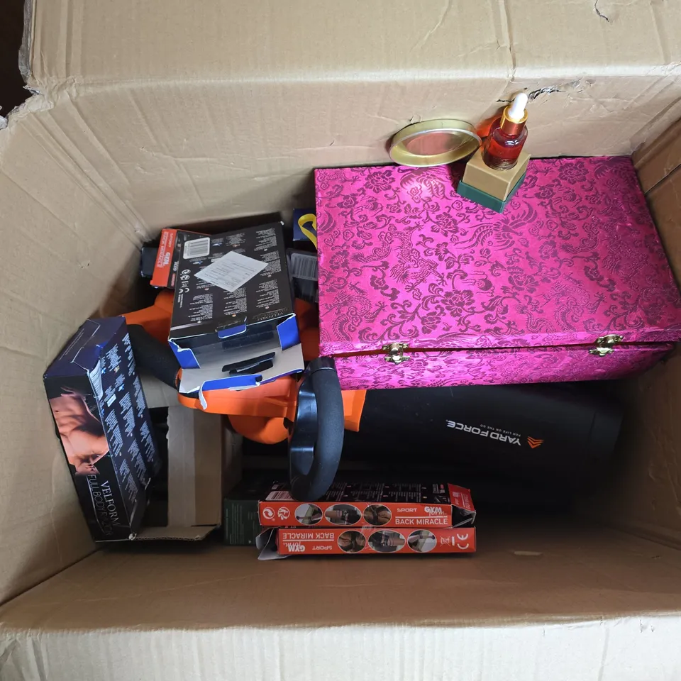 LARGE QUANTITY OF ASSORTED ITEMS TO INCLUDE ELECTRICAL NERVE STIMULATION BAND, FULL BODY RAZOR, DUO IMPULSE, ETC - COLLECTION ONLY