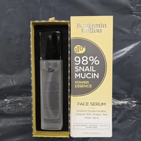 BENJAMIN BUTTON ADVANCED 98% SNAIL MUCIN SERUM 100ML – ANTI AGING, HYDRATING, GLOWING, HYALURONIC ACID, VITAMIN B3, GREEN TEA & ALOE VERA