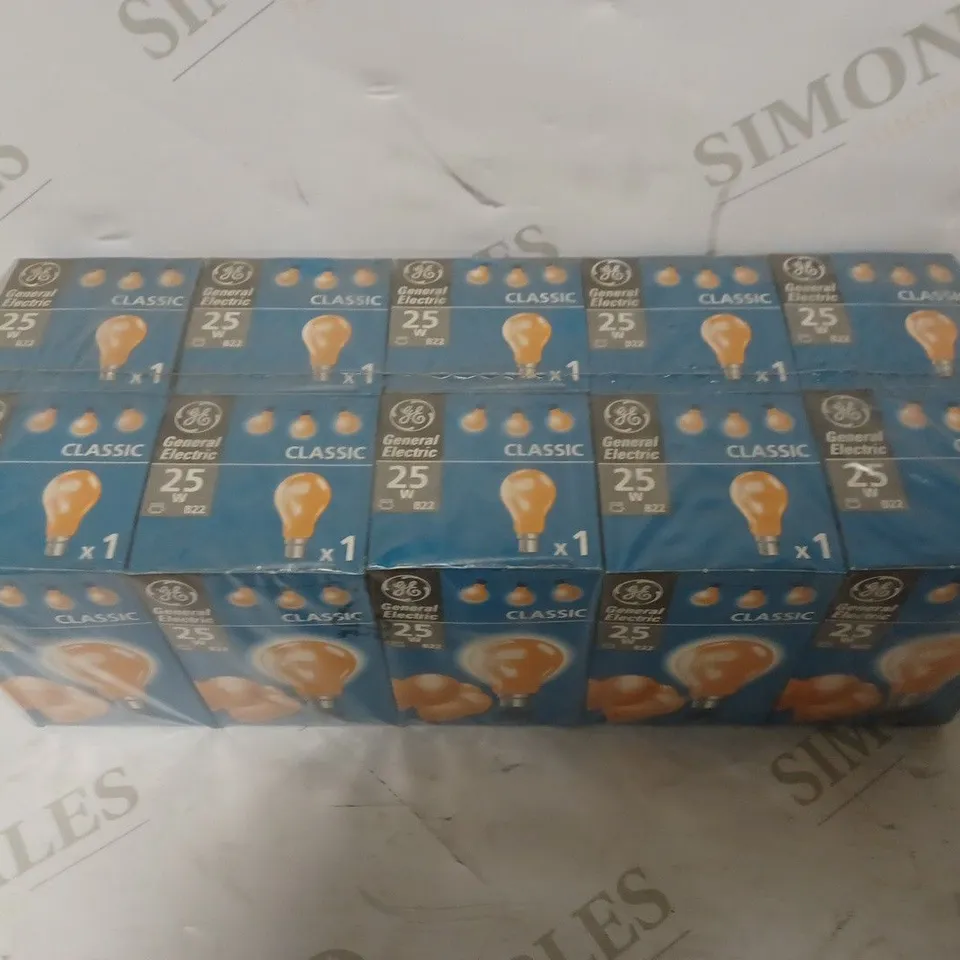 LOT OF 10 BRAND NEW LAMP GLS AMBER BC 25W GLAZED BULBS