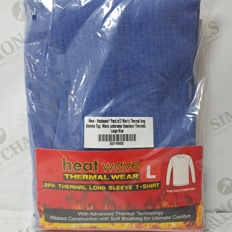 SEALED HEATWAVE PACK OF 2 MENS THERMAL LONG SLEEVE TOPS LARGE