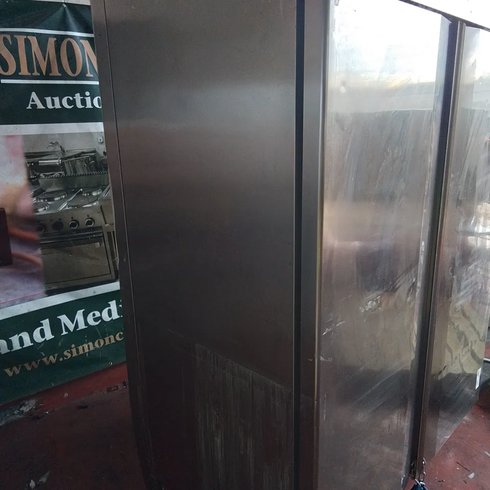 LARGE COMMERCIAL DOUBLE DOOR STAINLESS FOOD STORAGE UNIT 