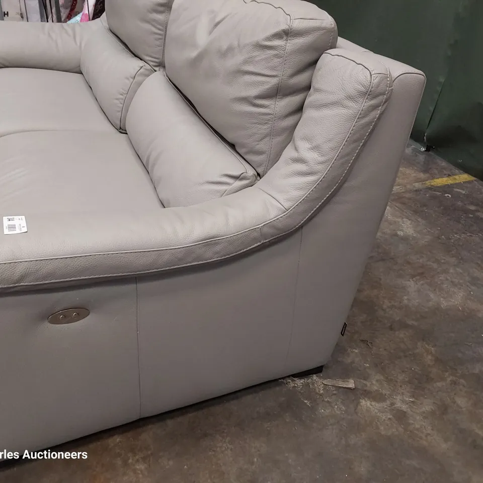 QUALITY ITALIAN DESIGNER DEGANO POWER RECLINING THREE SEATER SOFA GREY LEATHER 