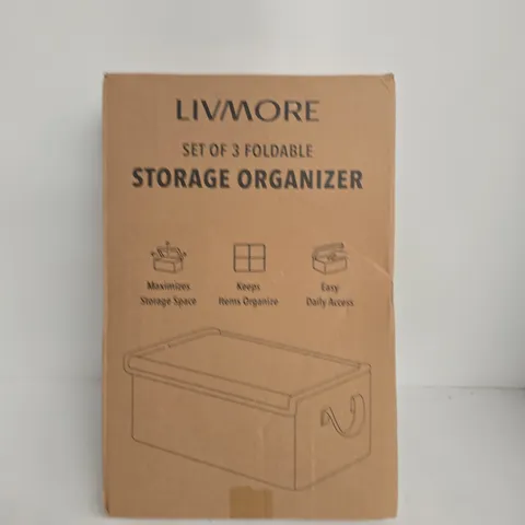LIVMORE STORAGE ORGANIZER SET OF 3 FOLDABLE – BOXED