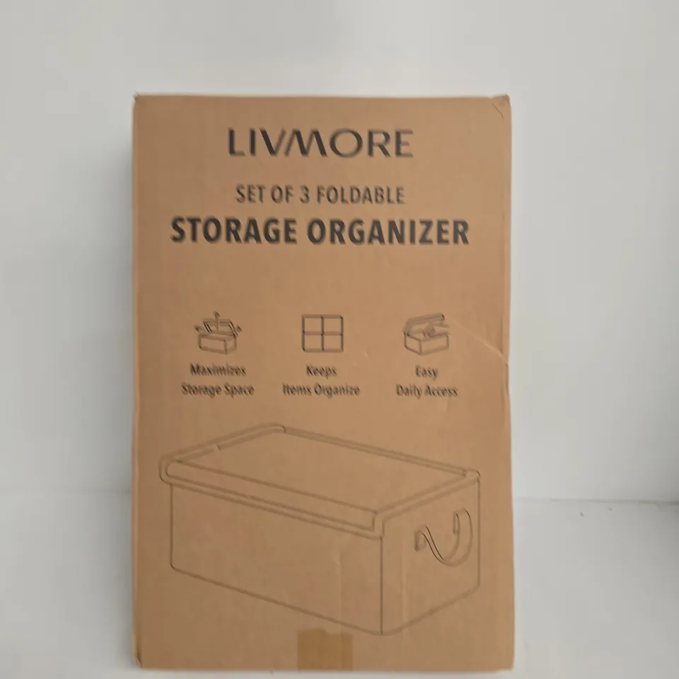 LIVMORE STORAGE ORGANIZER SET OF 3 FOLDABLE – BOXED
