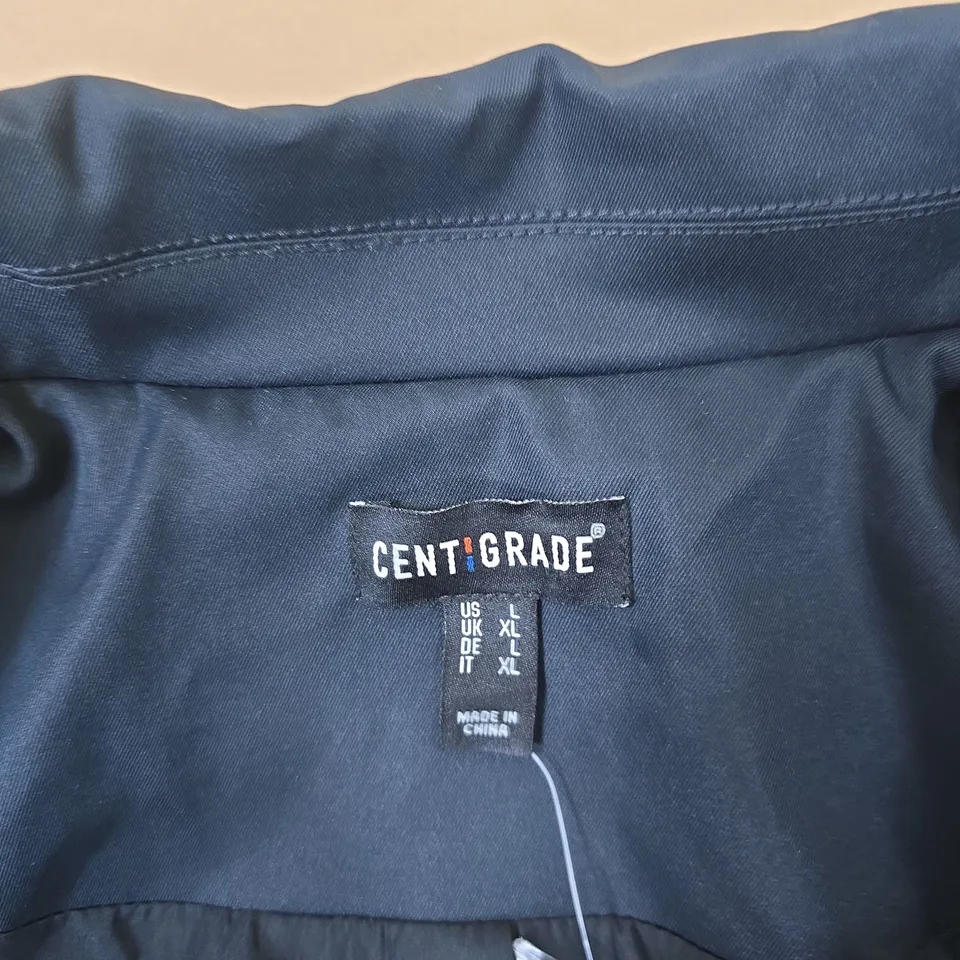 CENTGRADE MEN'S NAVY TRENCH COAT – DOUBLE-BREASTED, LONG WITH BELT, UK L (US L, EU XL)