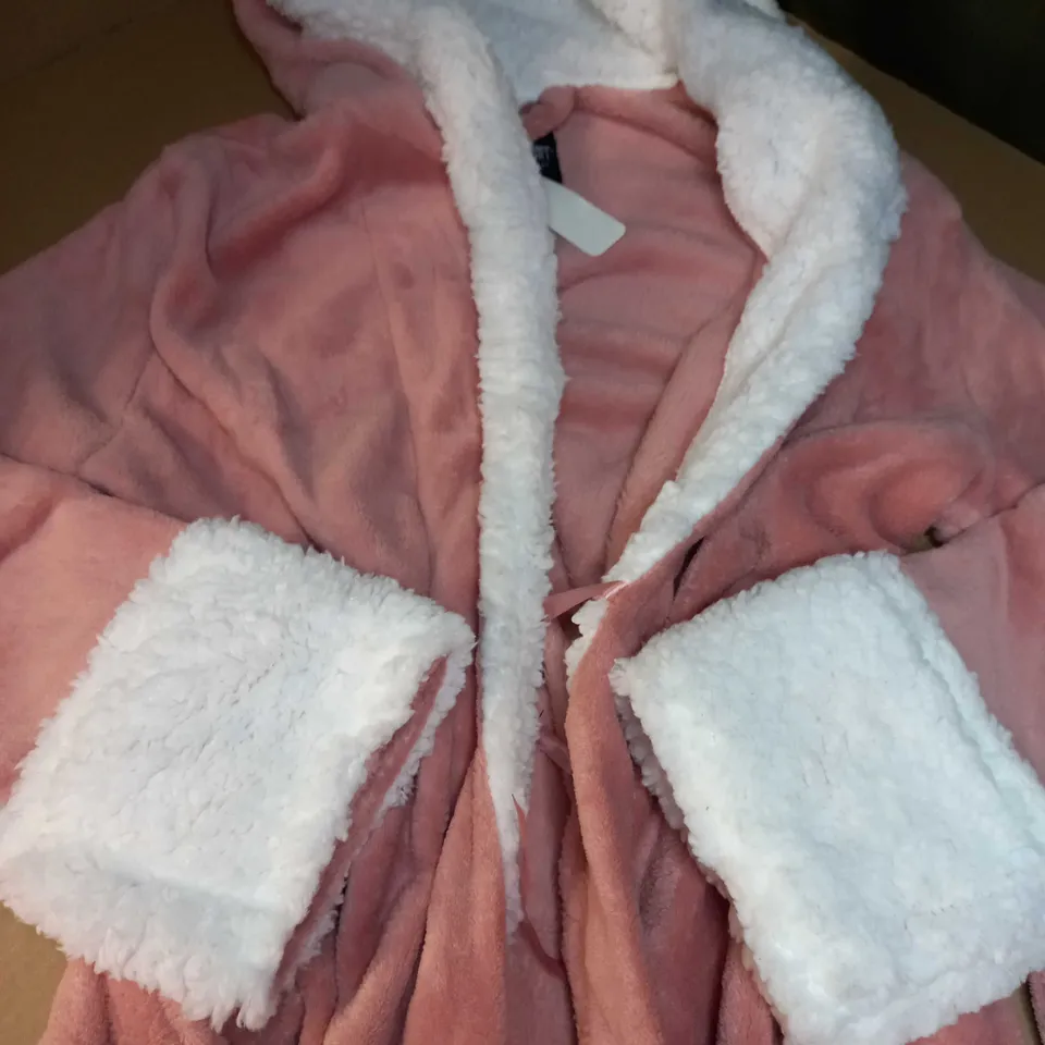 CITYCOMFORT DUSTY PINK/WHITE DETAILED SOFT DRESSING GOWN - LARGE