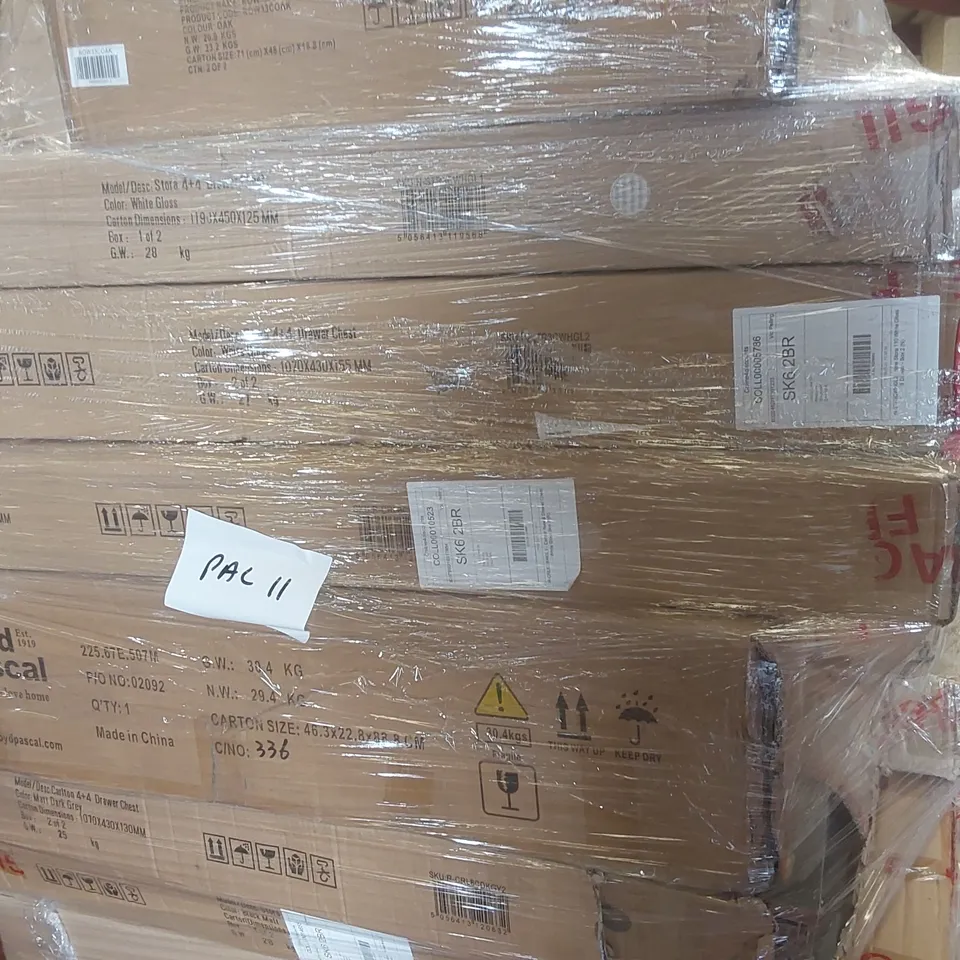 PALLET CONTAINING A VERY LARGE QUANTITY OF ASSORTED FURNITURE PARTS INCLUDING: CHEST/WARDROBE PARTS ECT