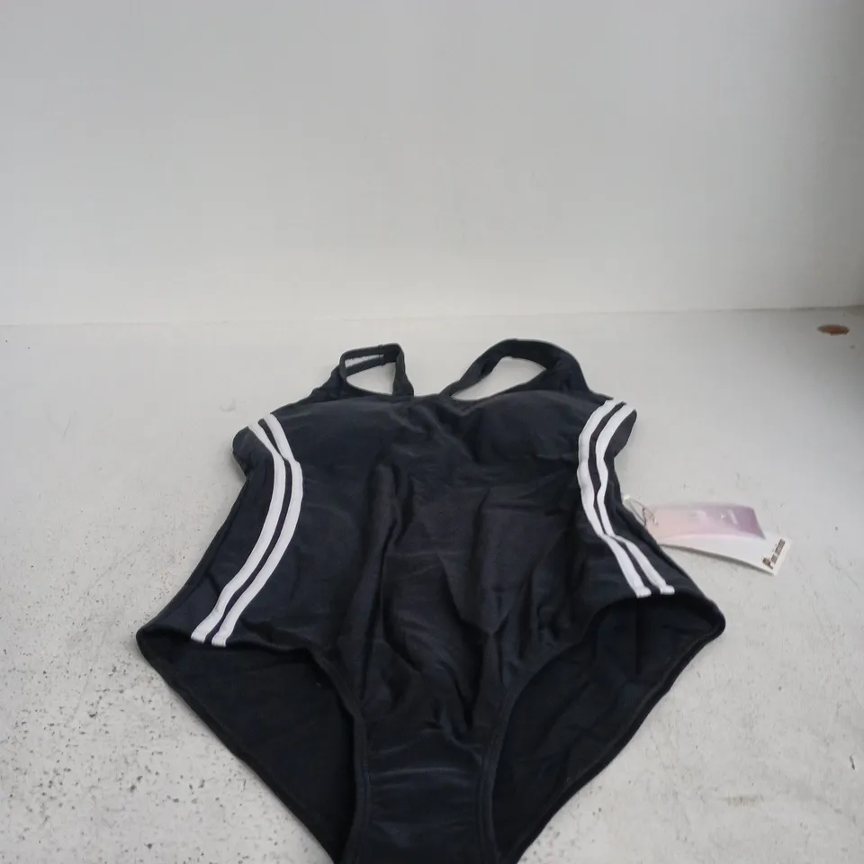 PINK INTIMO WOMEN'S BLACK ONE-PIECE SWIMSUIT WITH WHITE STRIPES – UK 8 (EU 38)