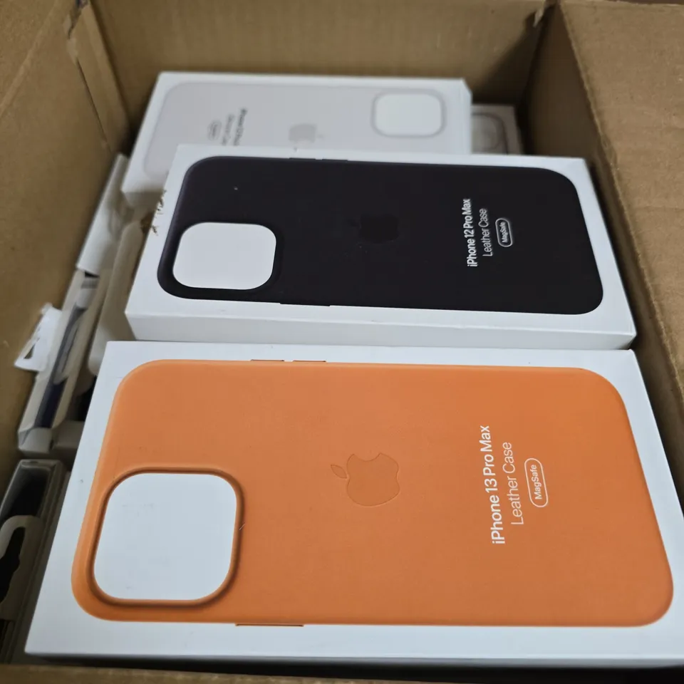 BOX OF APPROXIMATELY 50 ASSORTED MIBILE PHONE CASES INCLUDING IPHONE 12 PRO MAX AND IPHONE 12 PRO MAX CLEAR CASE 