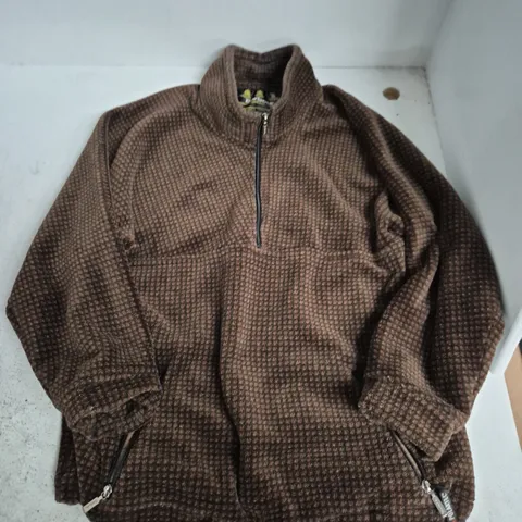 BARBOUR BROWN FLEECE JACKET WITH ZIP NECK (MEN'S) – MADE IN ENGLAND