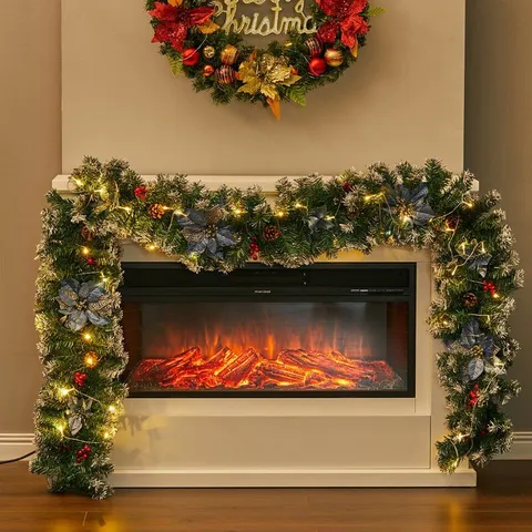 BOXED 270CM FROSTED AND ILLUMINATED CHRISTMAS GARLAND