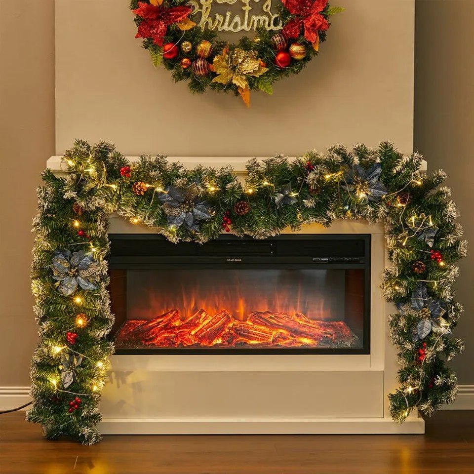 BOXED 270CM FROSTED AND ILLUMINATED CHRISTMAS GARLAND 