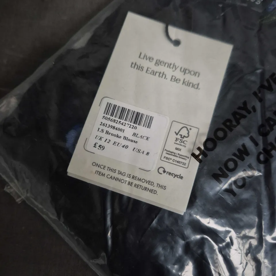 BAGGED NOBODY'S CHILD BROOKE BLOUSE – BLACK, UK 12 (EU 40, US 8)