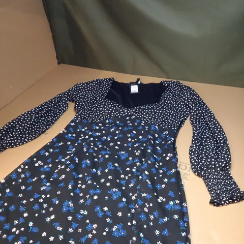 WOMENS POLKA DOTAND FLORAL PATTERN DRESS SIZE 14