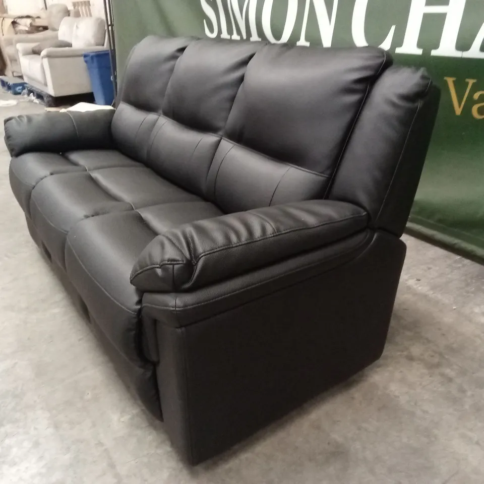 ALBION LUXURY FAUX LEATHER HIGH BACK 3 SEATER SOFA - BLACK RRP £569