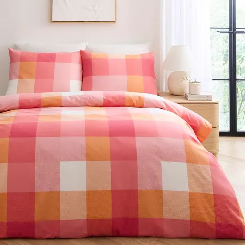 DARCY CHECK COTTON BLEND DUVET SET - DOUBLE