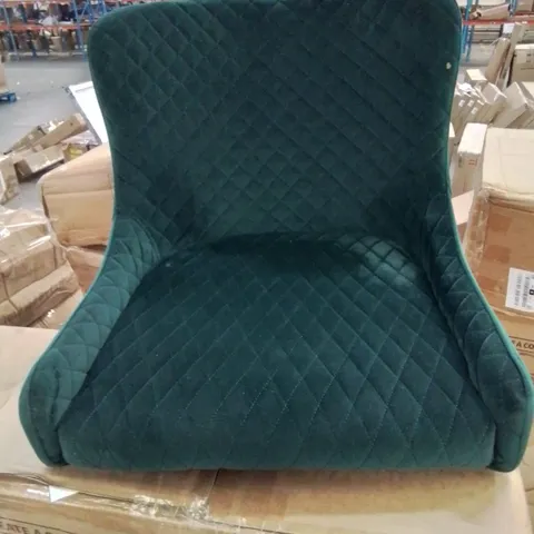 A BOXED PAIR OF GREEN VELVET UPHOLSTERED SIDE CHAIRS