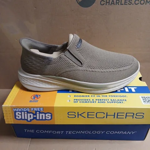 BOXED PAIR OF SKECHERS SLIP-INS RELAXED FIT MENS GREY MESH SLIP-ON – UK 10 