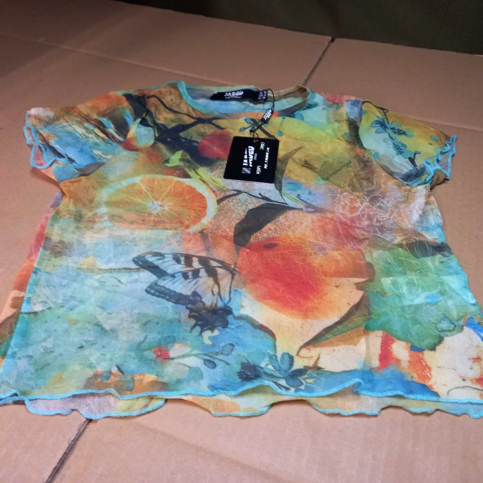 JADED TEMPLE ORANGE VINTAGE MESH BABY TEE- SIZE 10