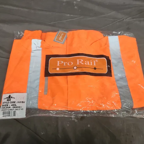 BAGGED PRO RAIL FOUL WEATHER HIGH VISIBILITY BOMBER JACKET IN ORANGE - 4XL