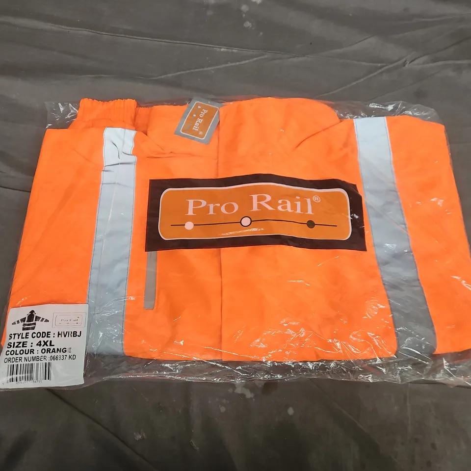 BAGGED PRO RAIL FOUL WEATHER HIGH VISIBILITY BOMBER JACKET IN ORANGE - 4XL