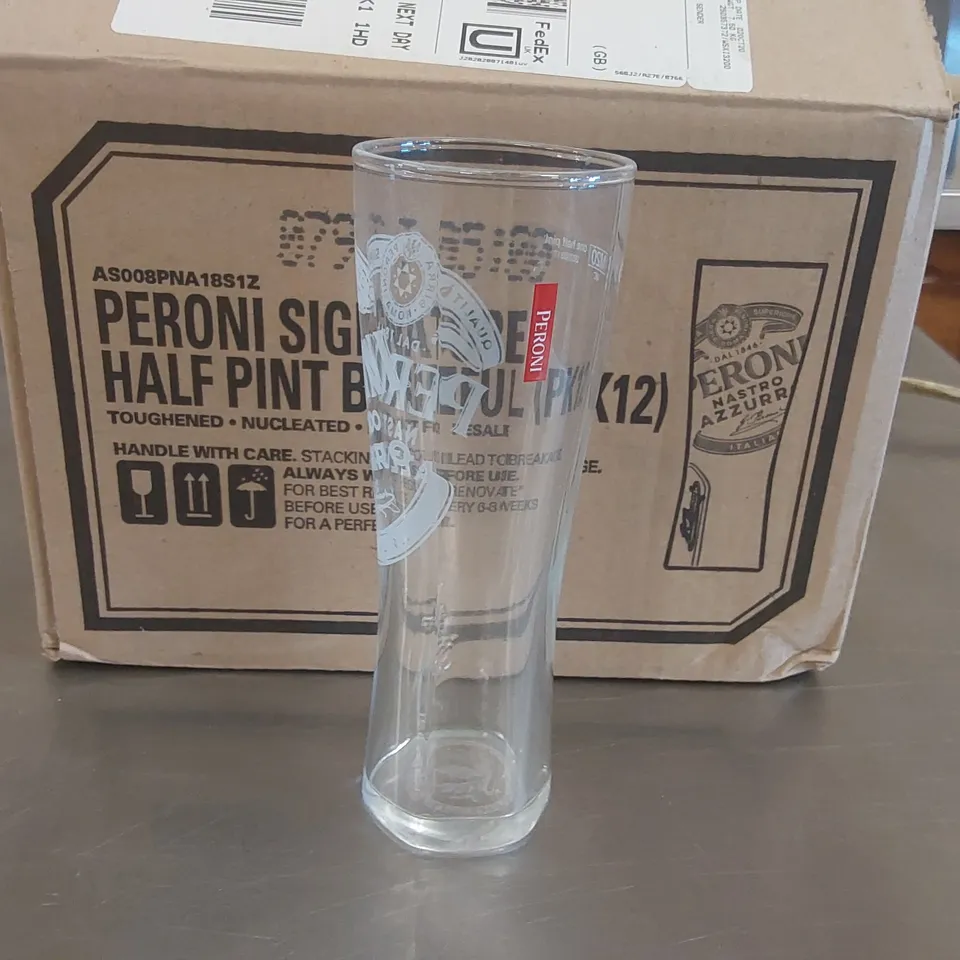 12x BOXED PERONI HALF PINT GLASSES