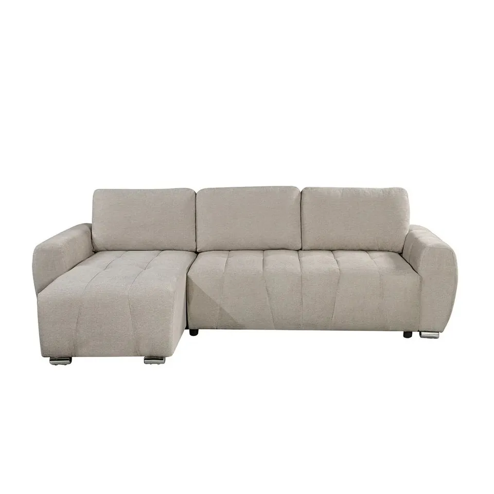 BOXED VIENNA BEIGE 3 SEATER FABRIC PULLOUT SOFA