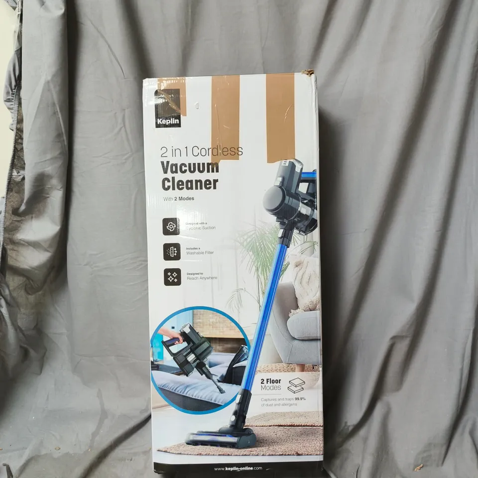 KEPLIN 2-IN-1 CORDLESS VACUUM CLEANER – BOXED. ITEM STATED AS DAMAGED