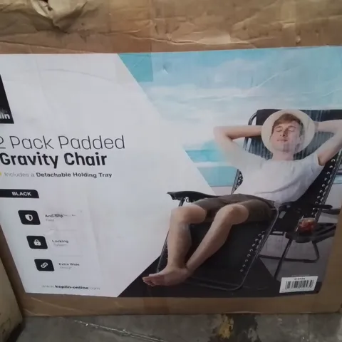 BOXED KEPLIN 2 PACK OF PADDED GRAVITY CHAIRS -BLACK-