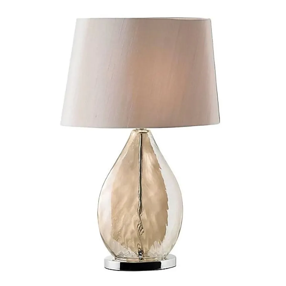 BOXED LUMINOSA KEW TABLE LAMP GOLD EFFECT, GLASS, MINK SILK EFFECT, E27