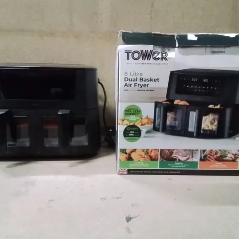 BOXED TOWER 8 LITRE DUAL BASKET WITH VIEWING WINDOWS 
