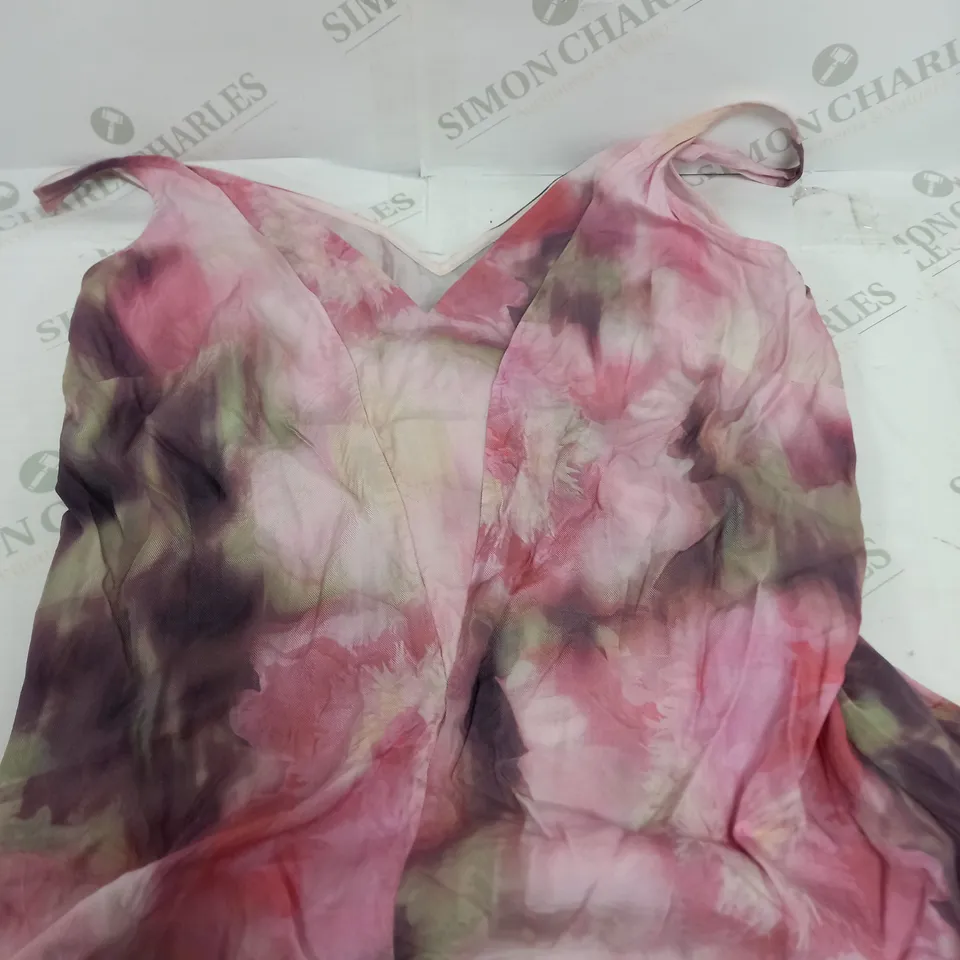 TED BAKER STRAP TOP IN FLORAL PINK DESIGN - SIZE 4