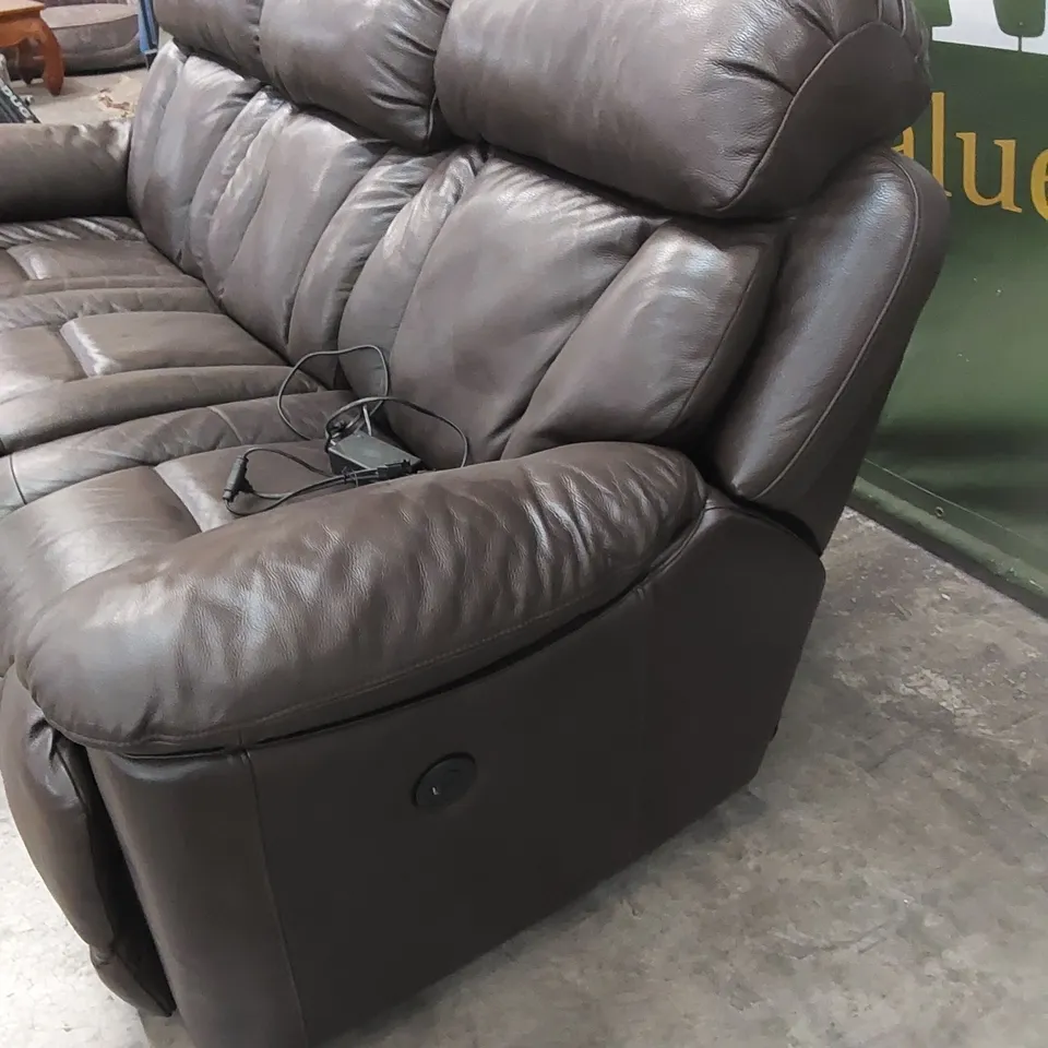 QUALITY DESIGNER 3 SEATER FAUX LEATHER ELECTRIC RECLINER CHAIR - BROWN