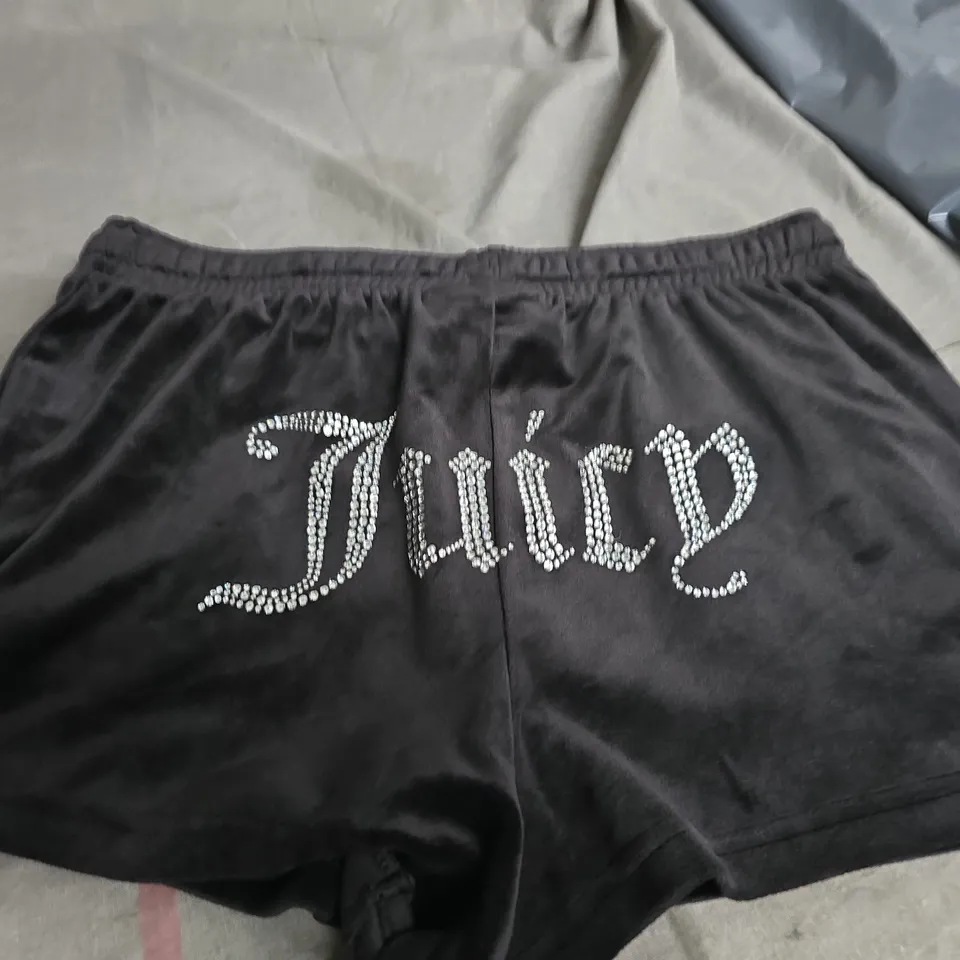 JUICY COUTURE BLACK SHORTS WITH RHINESTONE LOGO