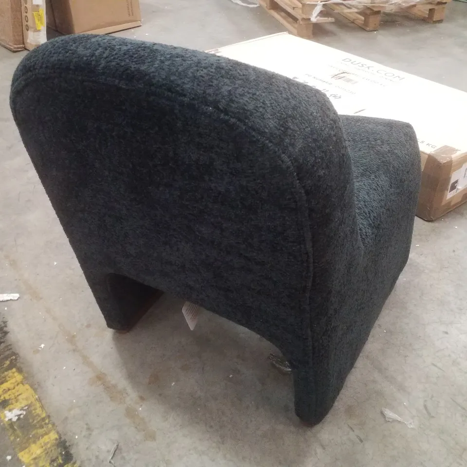 LUDWIG MODERN ACCENT BOUCLE SIDE CHAIR WITH WALNUT LEGS - BLACK