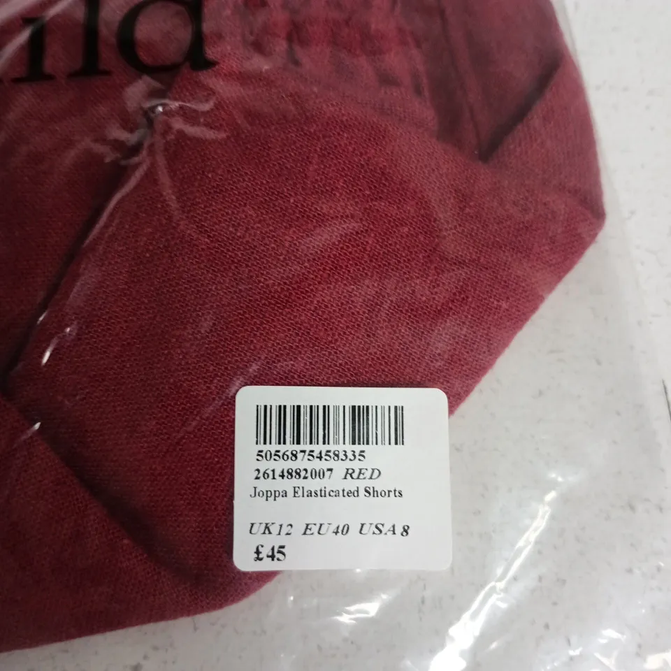 NOBODY'S CHILD JOPPA ELASTICATED SHORTS - RED, UK12 (EU40, USA8)