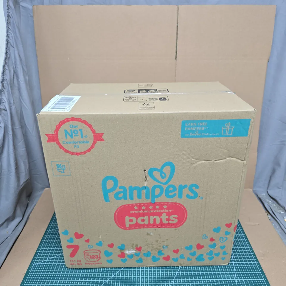 PAMPERS PANTS BABY DIAPERS – SIZE 7 – BOXED 123 NAPPY PANTS