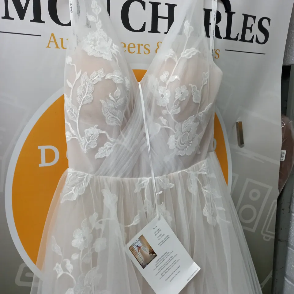 STELLA YORK IVORY NET WEDDING DRESS - UK 12