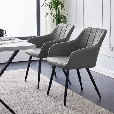 BOXED BLOOR DINING CHAIRS [FAUX LEATHER] [SET OF 2] - GREY (1 BOX)