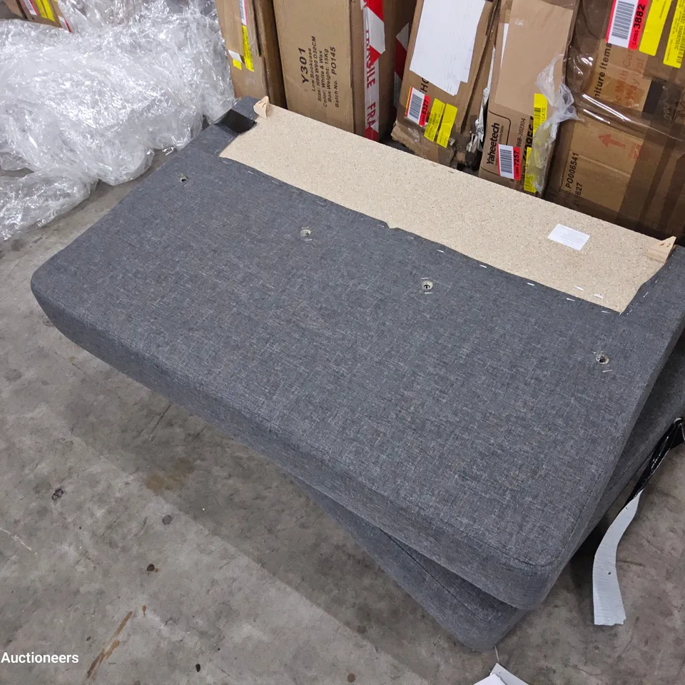 GREY FAGRIC SOFA PARTS, INCLUDING 2 × OTTOMAN CHAISES, BACKS, ARMS, CUSHIONS