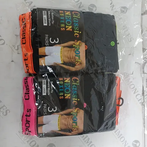 LOT OF 2 CLASSIC NEON BOXERS SIZE LARGE